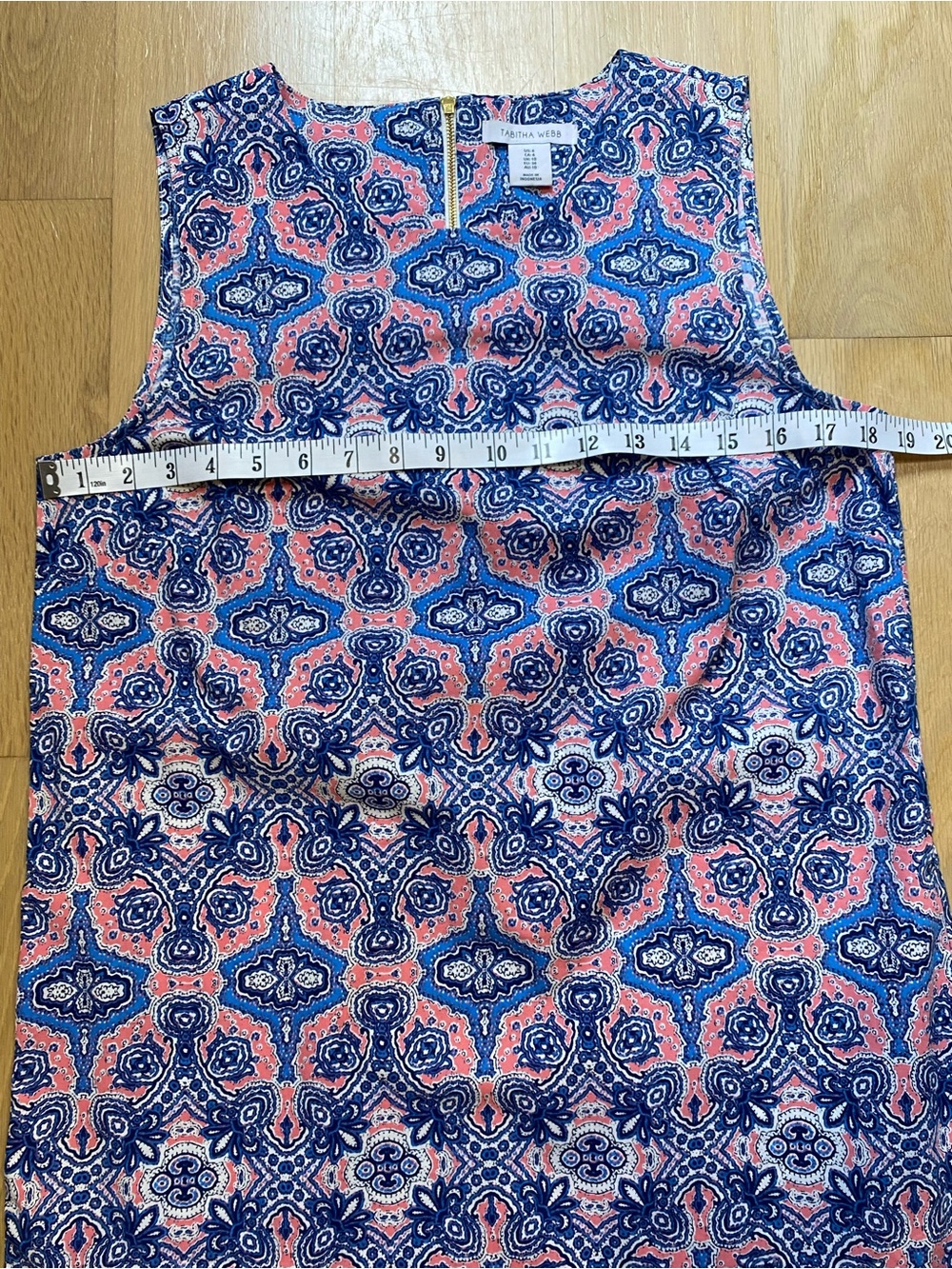 Tabitha Webb Sleeveless Paisley Shift Dress with Pockets Blue Pink Size 6 - Picture 13 of 15